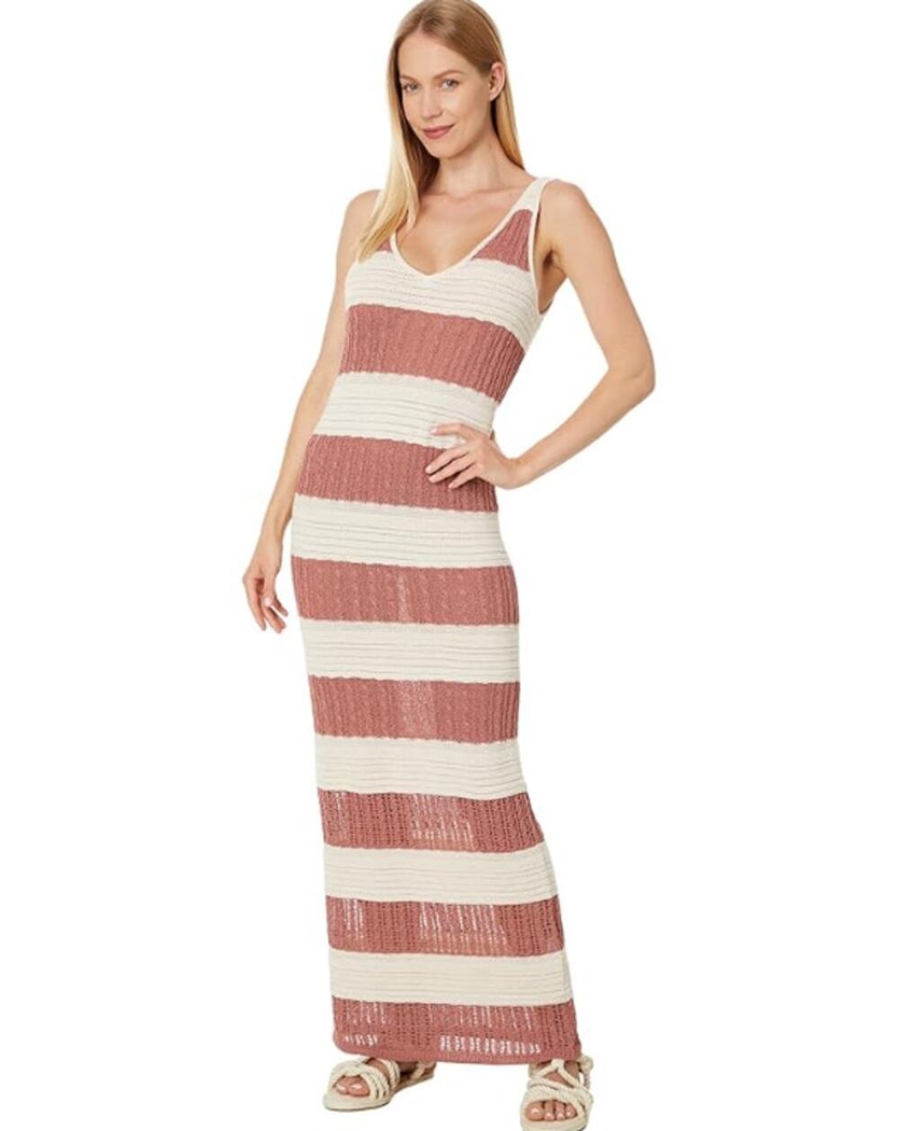 SPLENDID Women's Nicola Knit Tank Dress Medium Sunset White Sand Stripe NWT